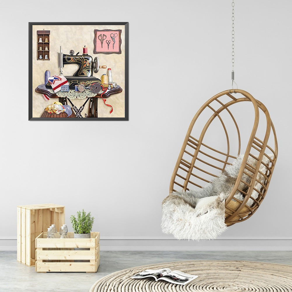 Sewing Machine 30*30CM(Canvas) Full Round Drill Diamond Painting