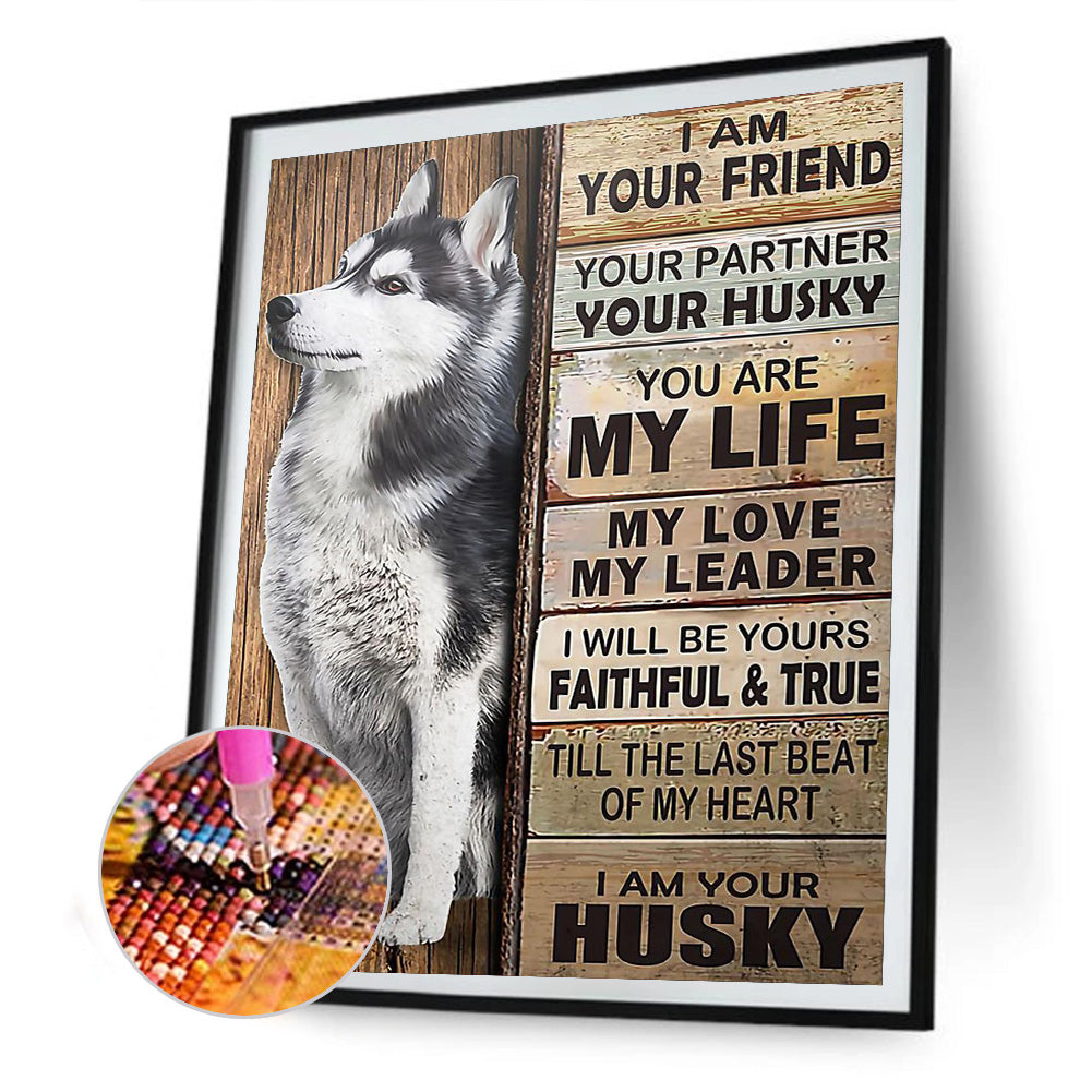 Husky English 30*40CM(Canvas) Full Round Drill Diamond Painting