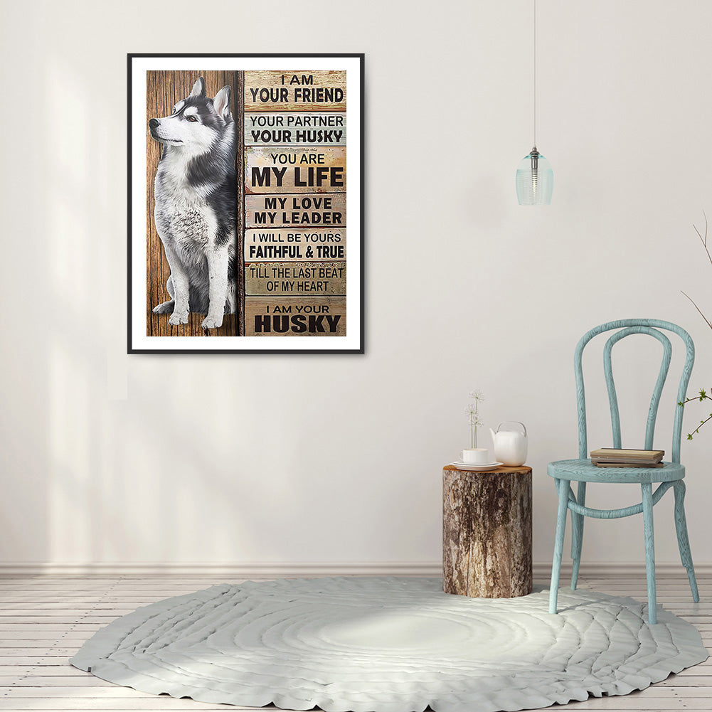 Husky English 30*40CM(Canvas) Full Round Drill Diamond Painting