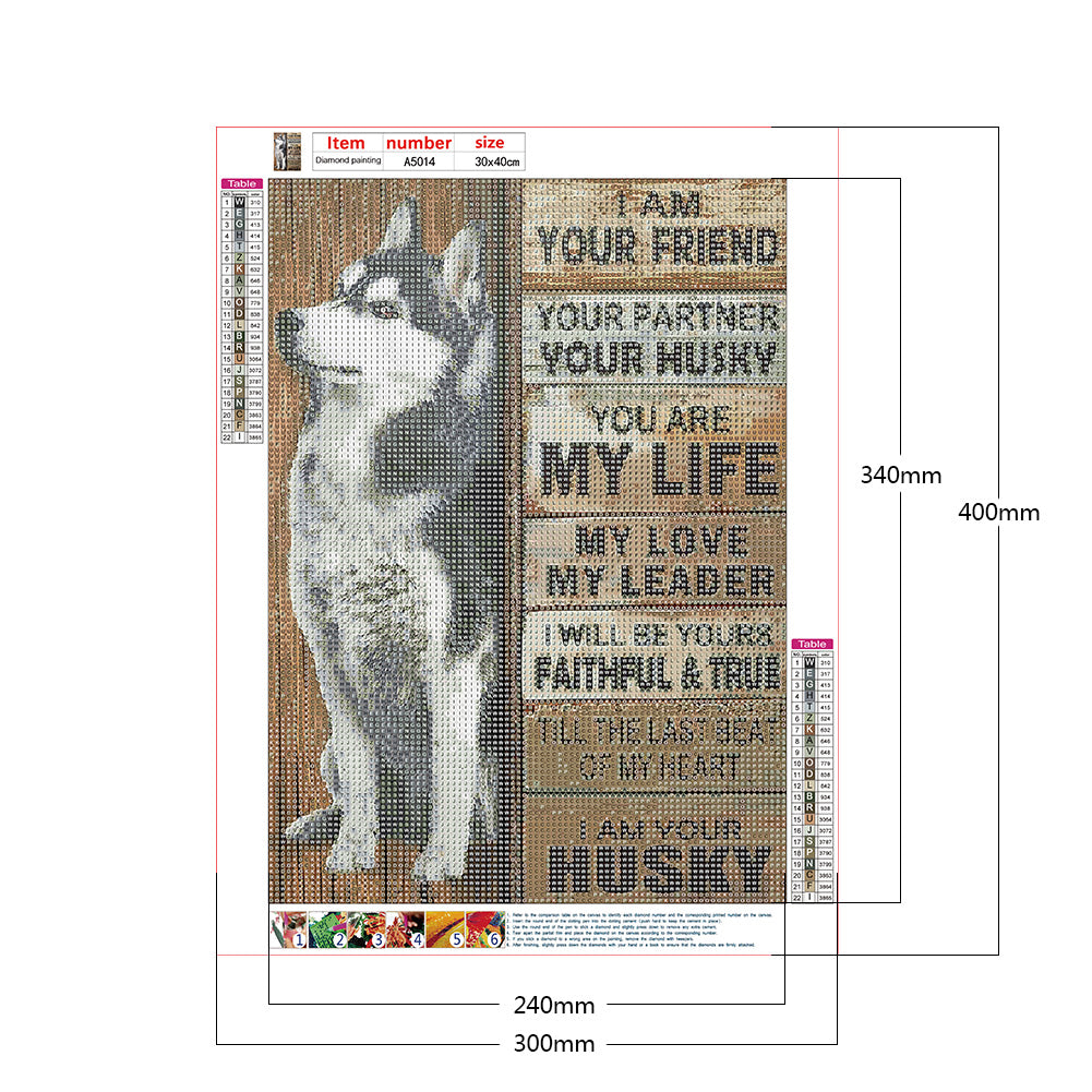 Husky English 30*40CM(Canvas) Full Round Drill Diamond Painting