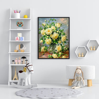 Vase 30*40CM(Canvas) Full Round Drill Diamond Painting