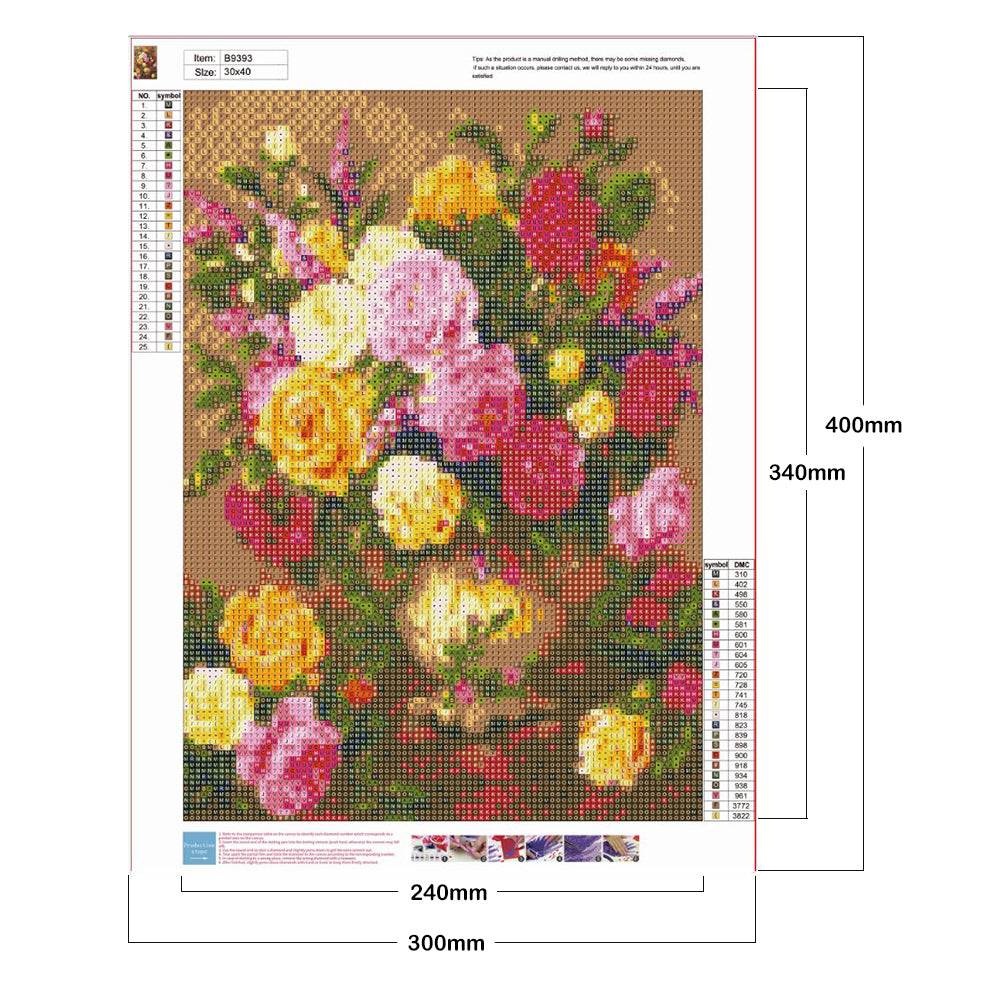 Vase 30*40CM(Canvas) Full Round Drill Diamond Painting