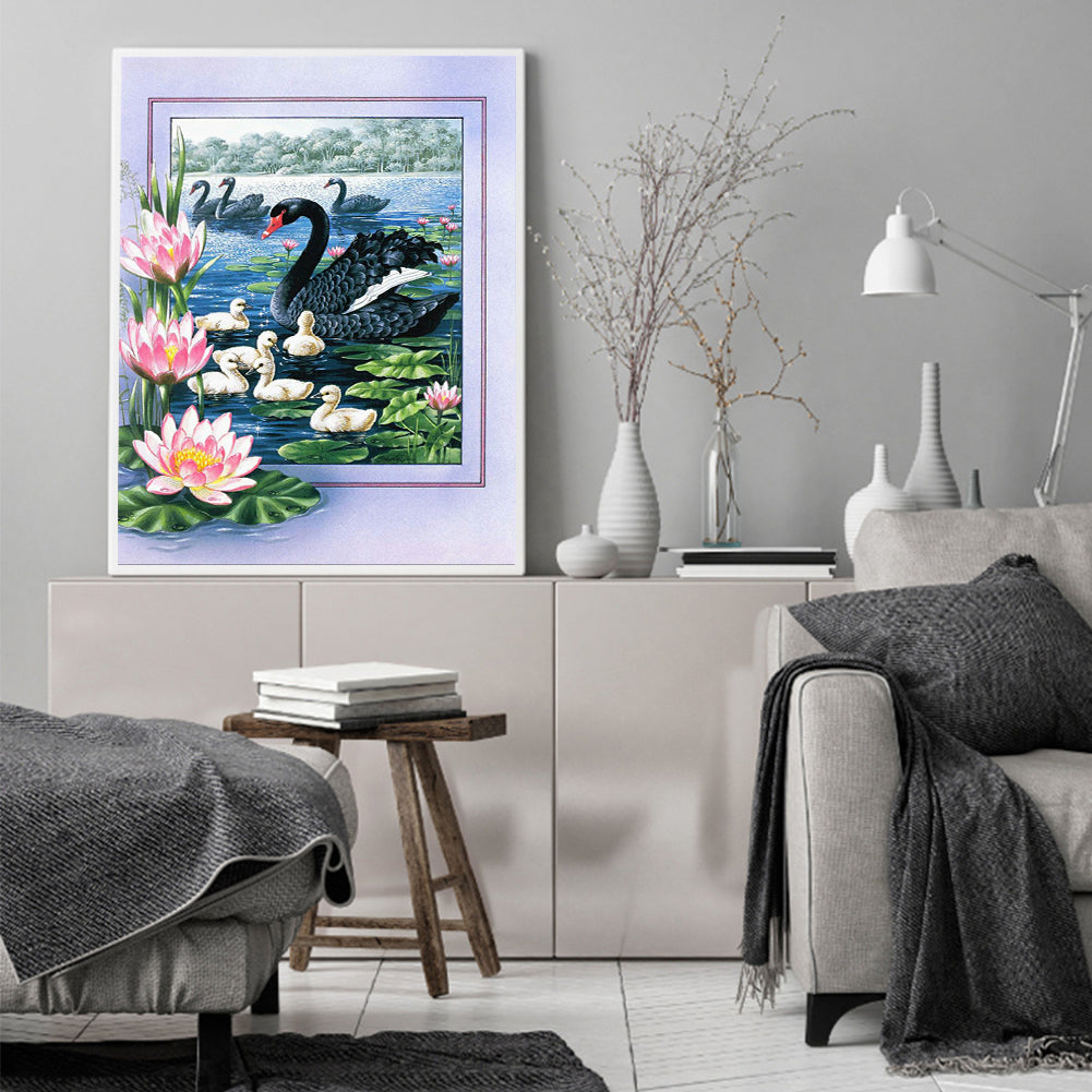 Black Swan 50*60CM(Canvas) Full Round Drill Diamond Painting