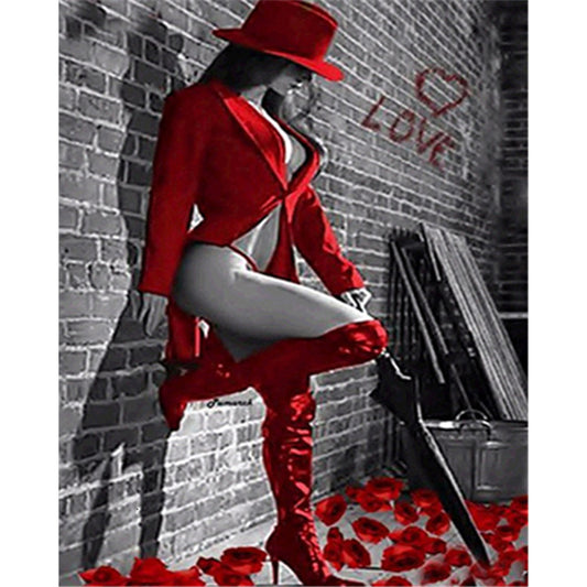 Beauty In Red 50*60CM(Canvas) Full Round Drill Diamond Painting