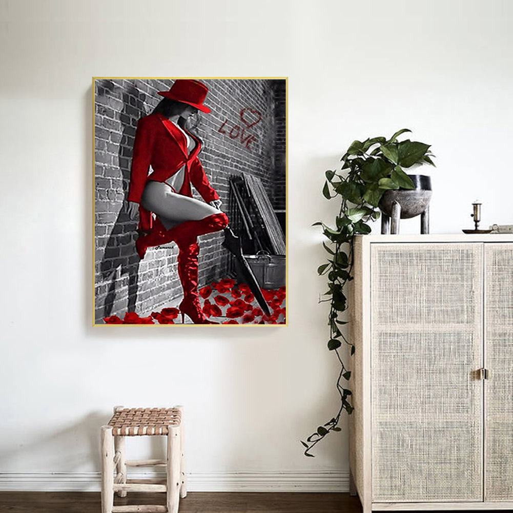 Beauty In Red 50*60CM(Canvas) Full Round Drill Diamond Painting