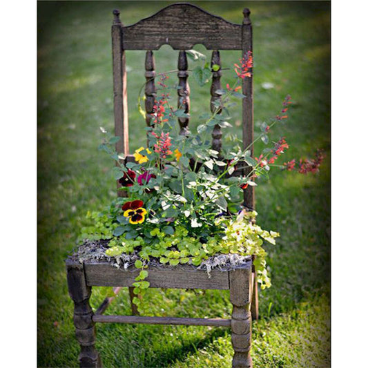 Flower On Chair 50*60CM(Canvas) Full Round Drill Diamond Painting