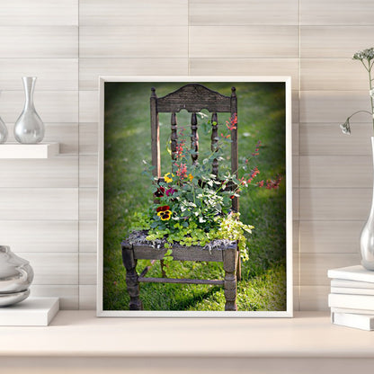 Flower On Chair 50*60CM(Canvas) Full Round Drill Diamond Painting