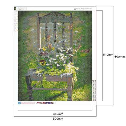 Flower On Chair 50*60CM(Canvas) Full Round Drill Diamond Painting