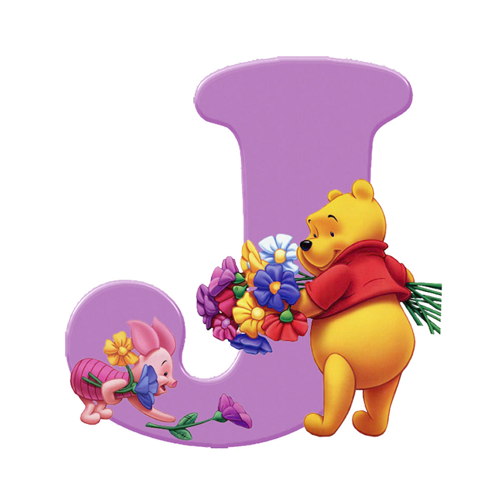 Letter Winnie The Pooh J 30*30CM(Canvas) Full Round Drill Diamond Painting