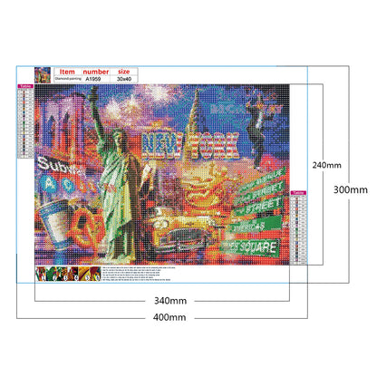 Statue Of Liberty 40*30CM(Canvas) Full Round Drill Diamond Painting