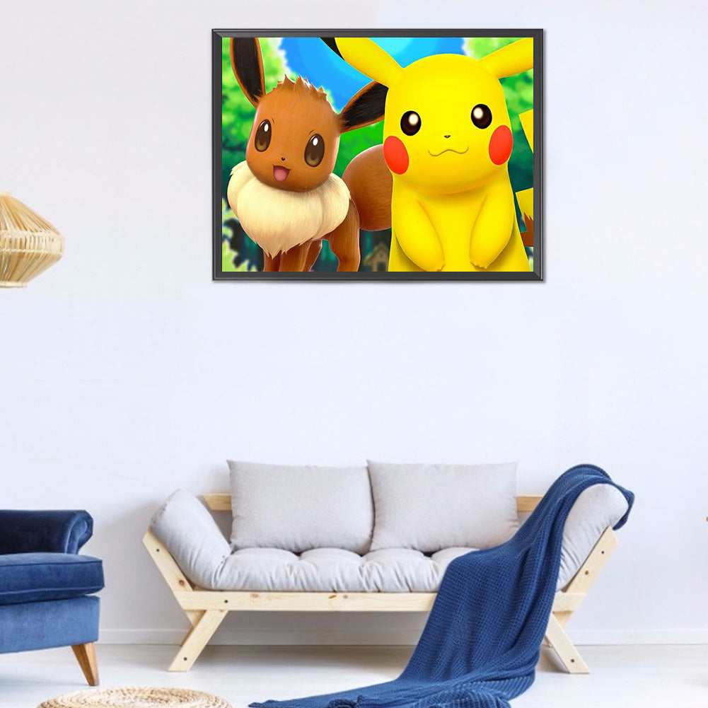 Pikachu 40*30CM(Canvas) Full Round Drill Diamond Painting