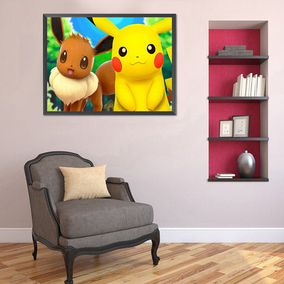 Pikachu 40*30CM(Canvas) Full Round Drill Diamond Painting