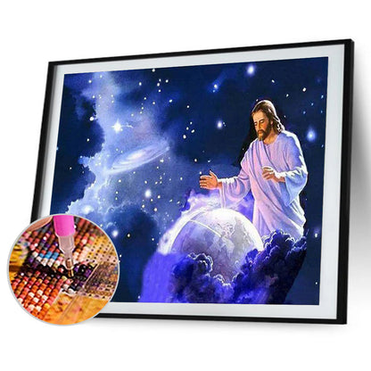 Jesus Universe Starry Sky 40*30CM(Canvas) Full Round Drill Diamond Painting