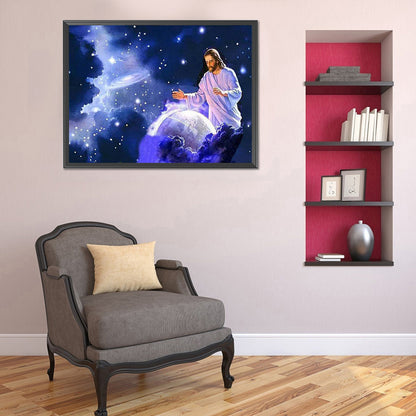 Jesus Universe Starry Sky 40*30CM(Canvas) Full Round Drill Diamond Painting