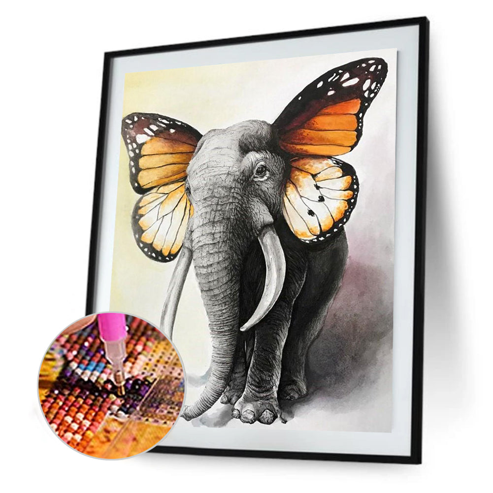 Butterfly Eared Elephant 50*60CM(Canvas) Full Square Drill Diamond Painting