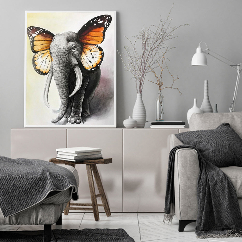 Butterfly Eared Elephant 50*60CM(Canvas) Full Square Drill Diamond Painting