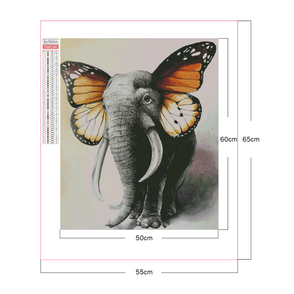 Butterfly Eared Elephant 50*60CM(Canvas) Full Square Drill Diamond Painting