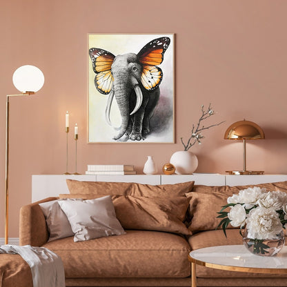 Butterfly Eared Elephant 50*60CM(Canvas) Full Square Drill Diamond Painting