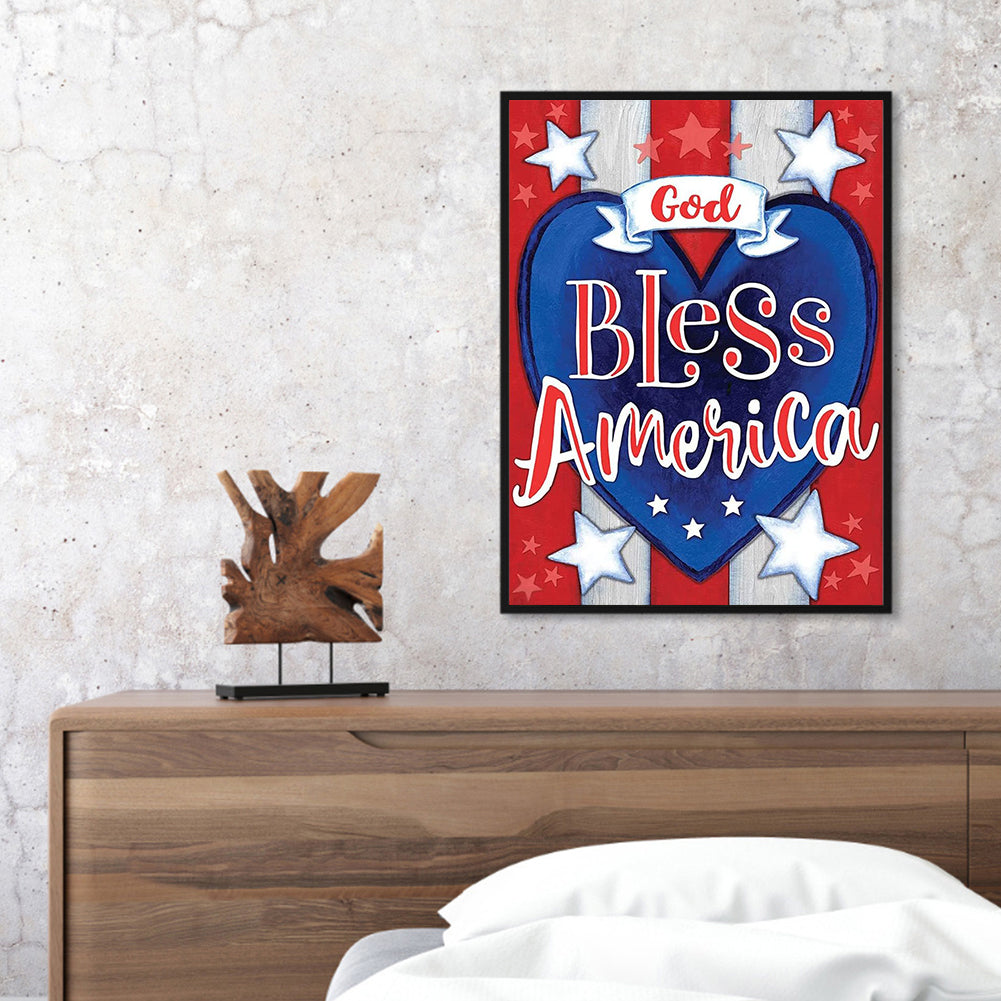 American Love Text 30*40CM(Canvas) Full Round Drill Diamond Painting