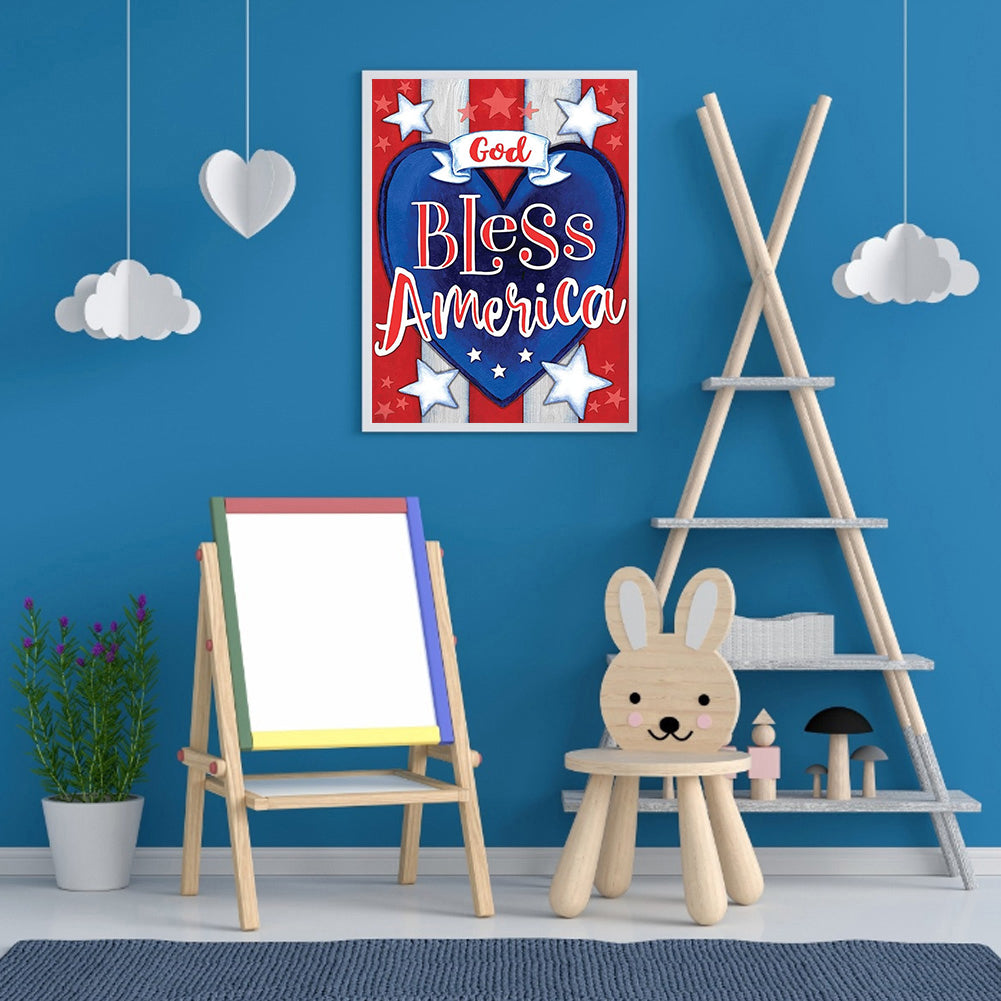 American Love Text 30*40CM(Canvas) Full Round Drill Diamond Painting