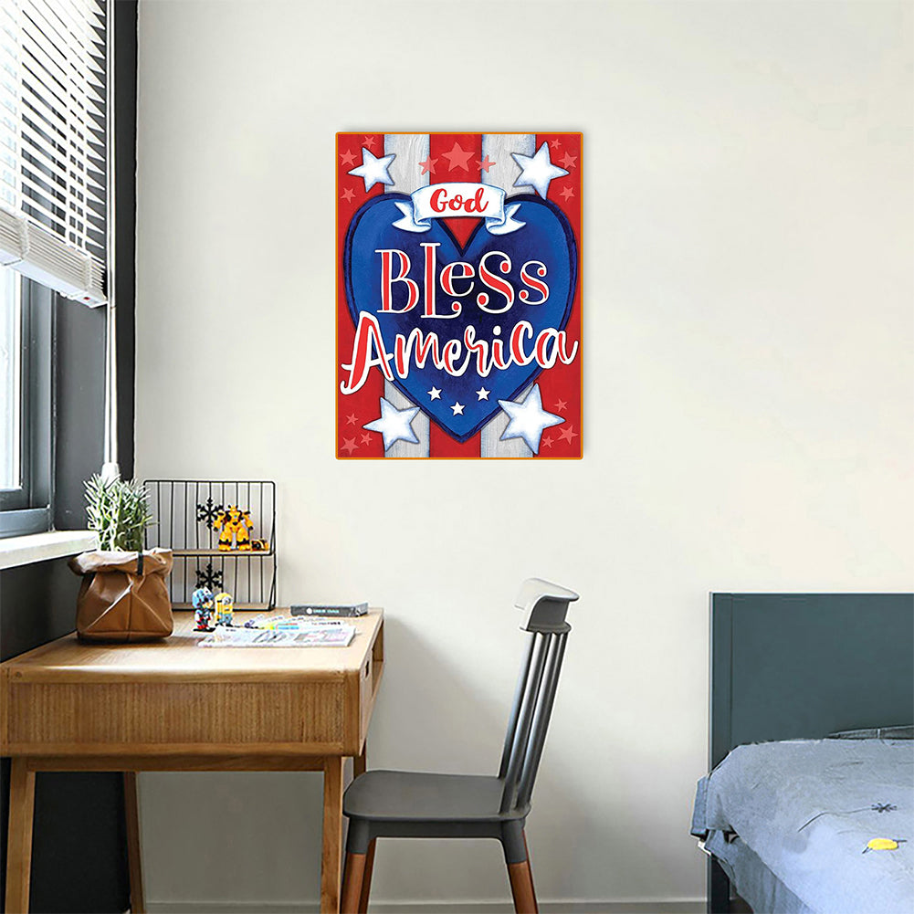 American Love Text 30*40CM(Canvas) Full Round Drill Diamond Painting