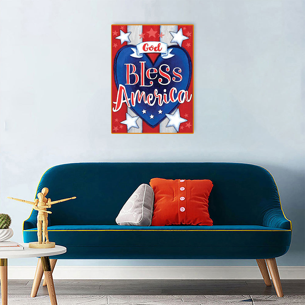 American Love Text 30*40CM(Canvas) Full Round Drill Diamond Painting