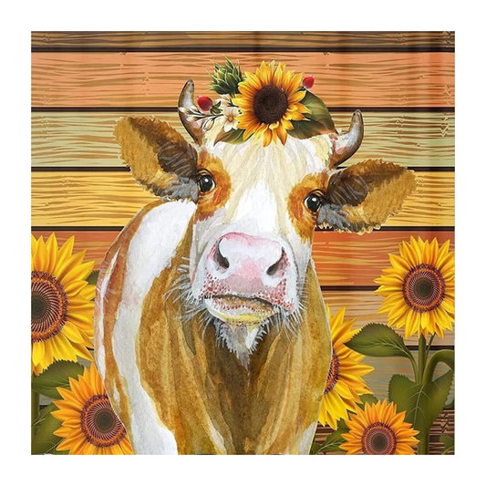 Cow Sunflower 35*35CM(Canvas) Full Round Drill Diamond Painting
