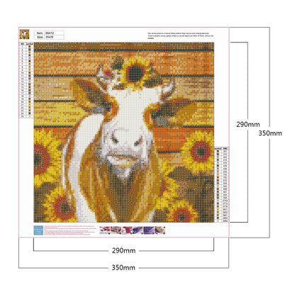 Cow Sunflower 35*35CM(Canvas) Full Round Drill Diamond Painting