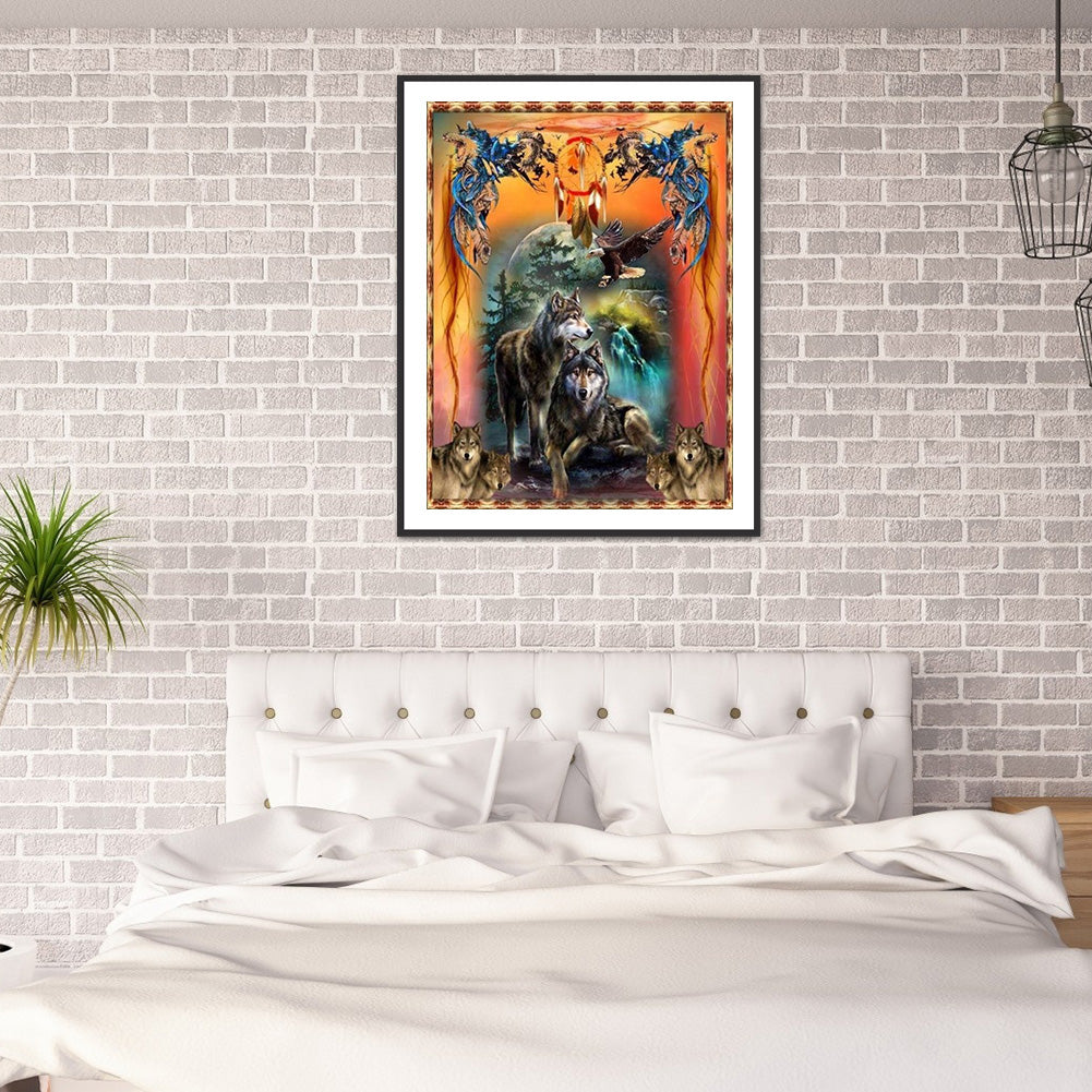 Wolf Pack 30*40CM(Canvas) Full Round Drill Diamond Painting
