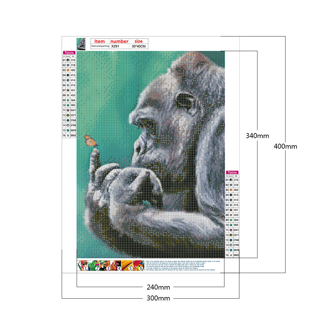 Gorilla 30*40CM(Canvas) Full Round Drill Diamond Painting