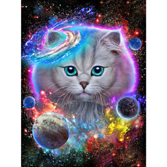 Cat In The Universe 30*40CM(Canvas) Full Round Drill Diamond Painting