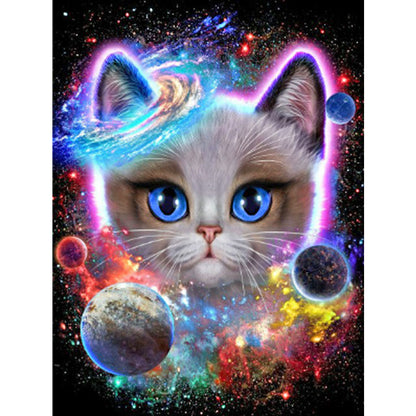 Cat In The Universe 30*40CM(Canvas) Full Round Drill Diamond Painting