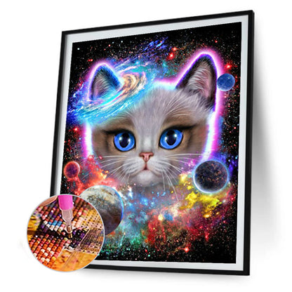 Cat In The Universe 30*40CM(Canvas) Full Round Drill Diamond Painting