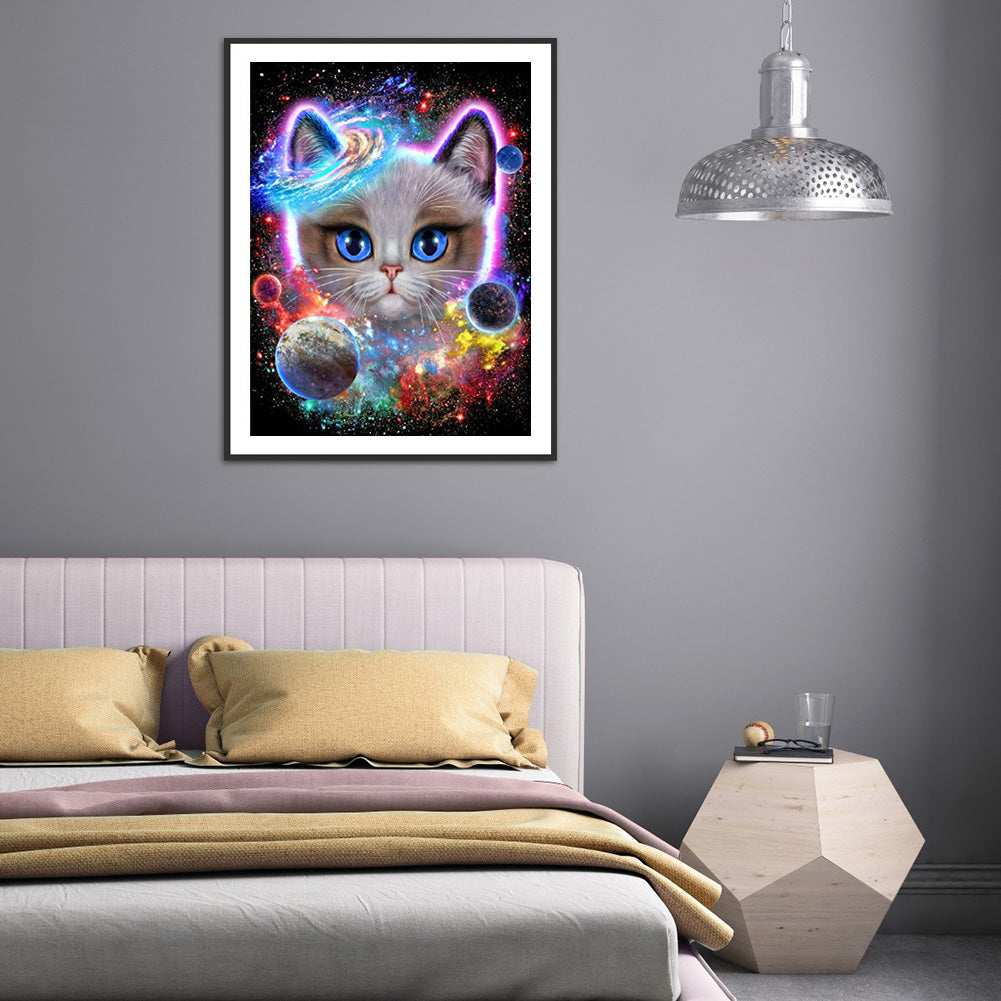 Cat In The Universe 30*40CM(Canvas) Full Round Drill Diamond Painting
