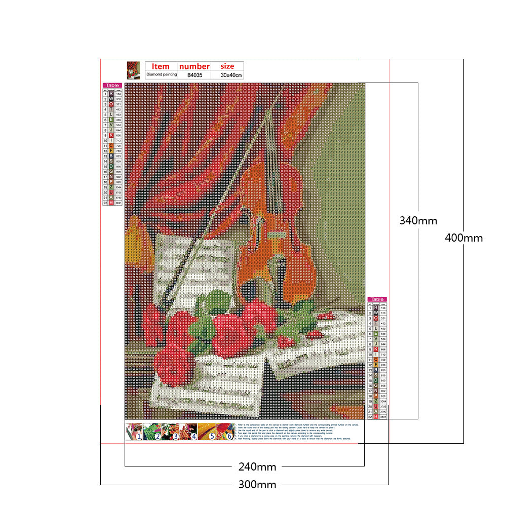 Violin 30*40CM(Canvas) Full Round Drill Diamond Painting