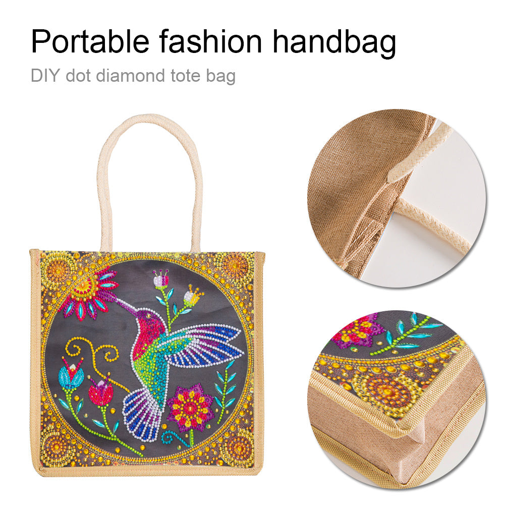 5D Diamond Painting Handbag DIY Eco-friendly Linen Shopping Storage Bags