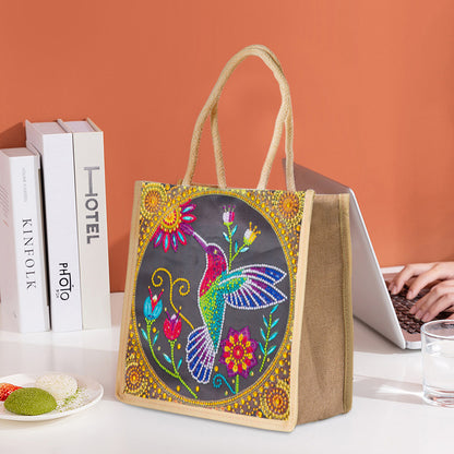 5D Diamond Painting Handbag DIY Eco-friendly Linen Shopping Storage Bags