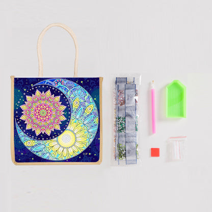 5D Diamond Painting Handbag DIY Eco-friendly Linen Shopping Storage Bags