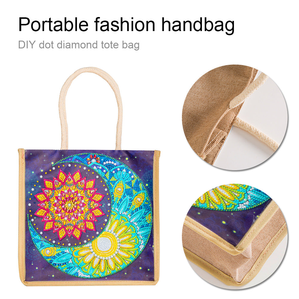 5D Diamond Painting Handbag DIY Eco-friendly Linen Shopping Storage Bags