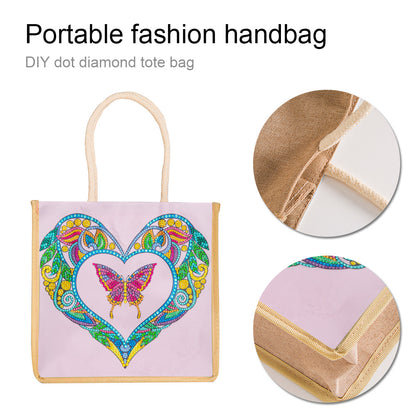 5D Diamond Painting Handbag DIY Eco-friendly Linen Shopping Storage Bags