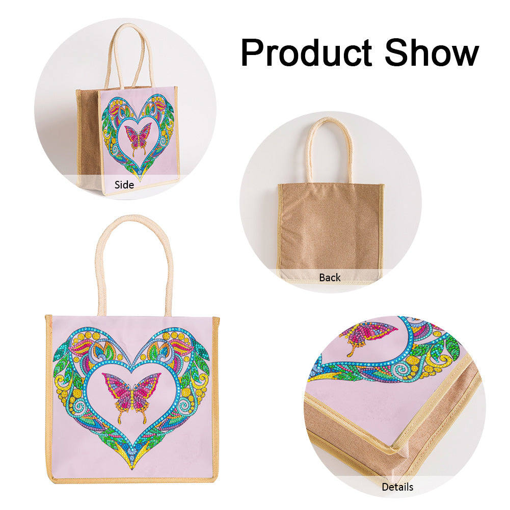 5D Diamond Painting Handbag DIY Eco-friendly Linen Shopping Storage Bags