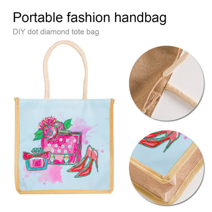 5D Diamond Painting Handbag DIY Eco-friendly Linen Shopping Storage Bags