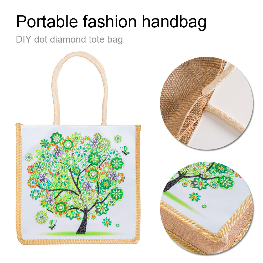 5D Diamond Painting Handbag DIY Eco-friendly Linen Shopping Storage Bags