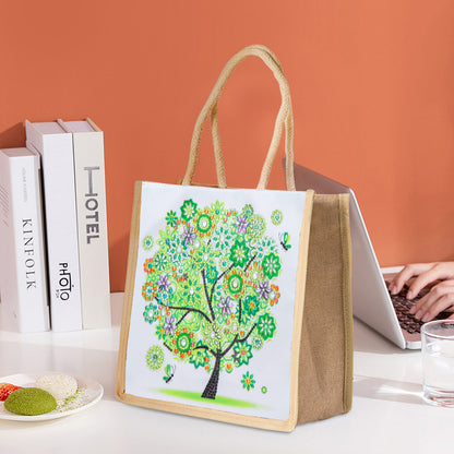 5D Diamond Painting Handbag DIY Eco-friendly Linen Shopping Storage Bags