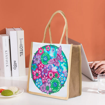 5D Diamond Painting Handbag DIY Eco-friendly Linen Shopping Storage Bags