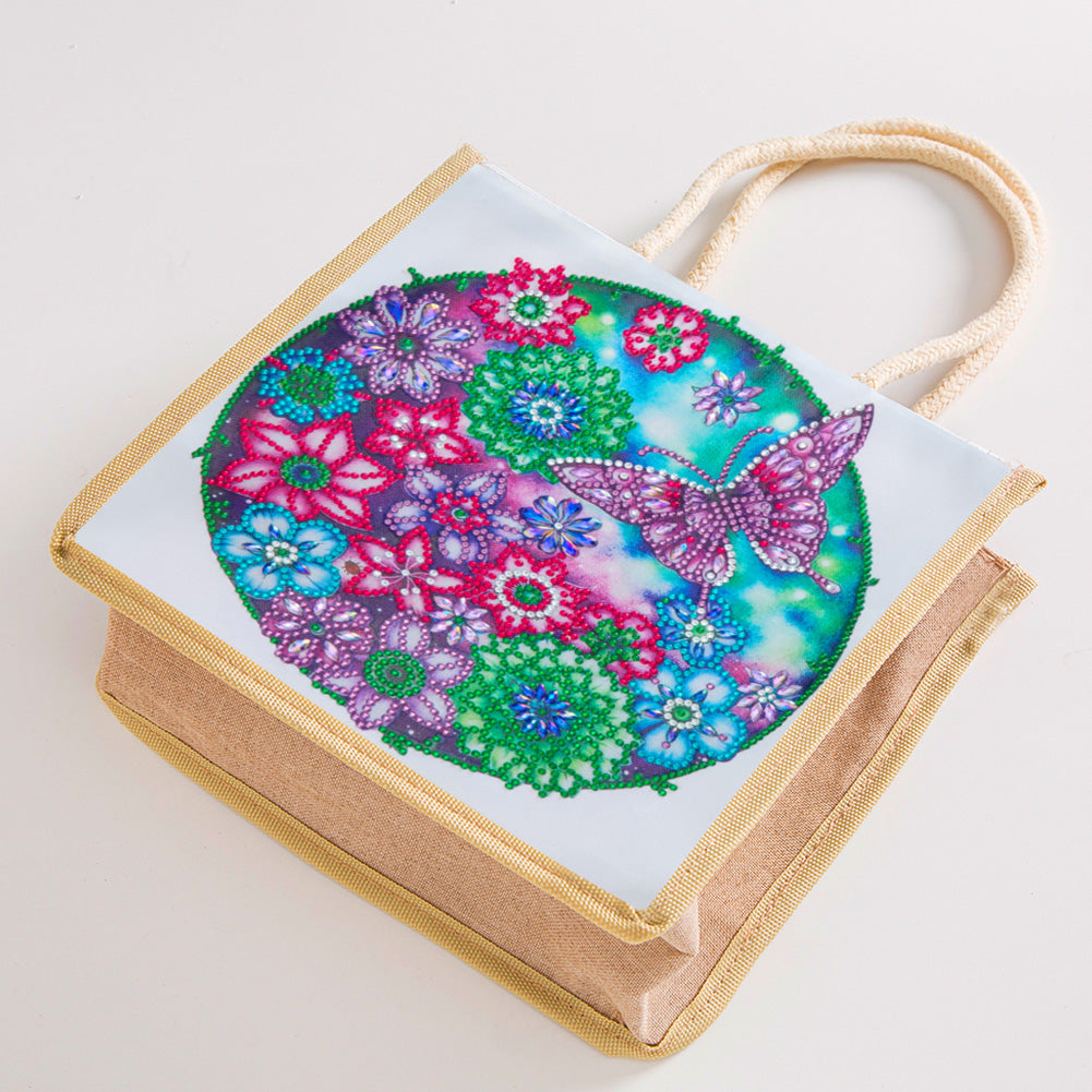 5D Diamond Painting Handbag DIY Eco-friendly Linen Shopping Storage Bags