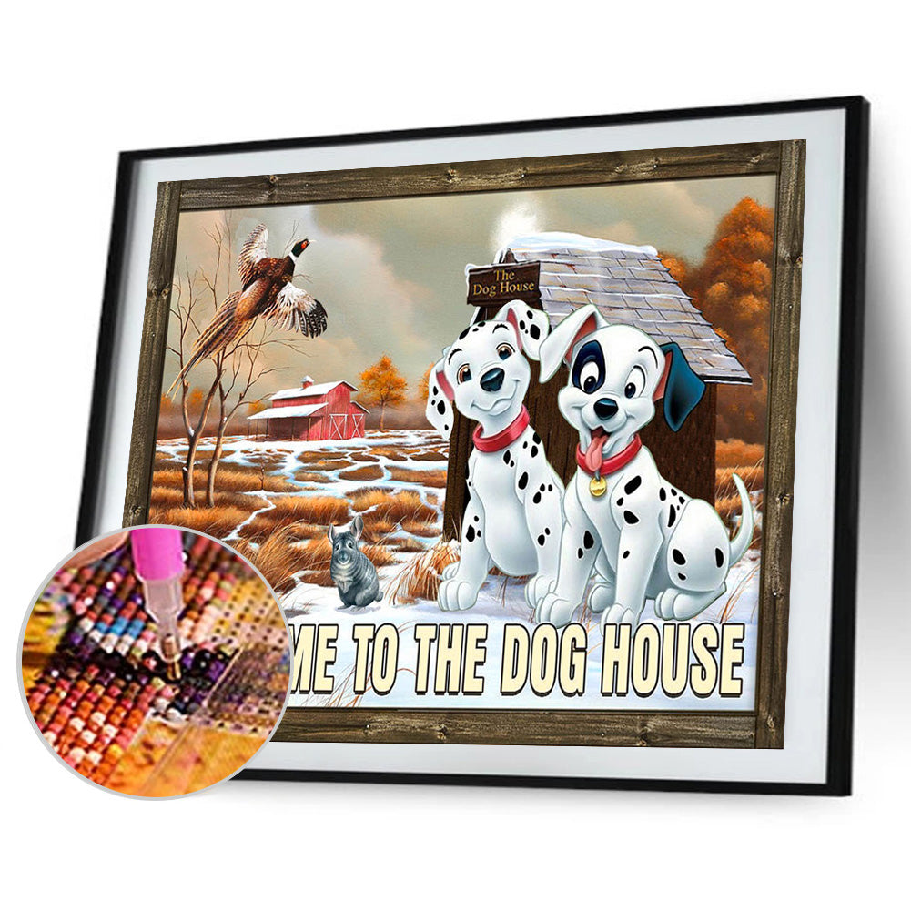 Dog English 40*30CM(Canvas) Full Round Drill Diamond Painting