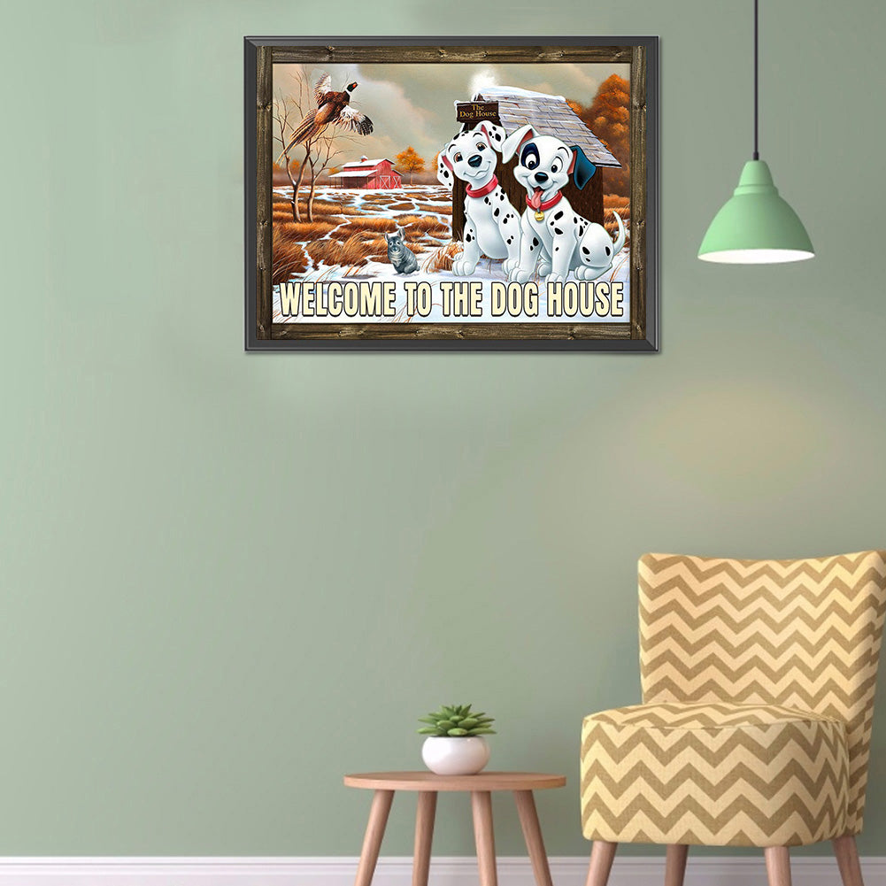 Dog English 40*30CM(Canvas) Full Round Drill Diamond Painting