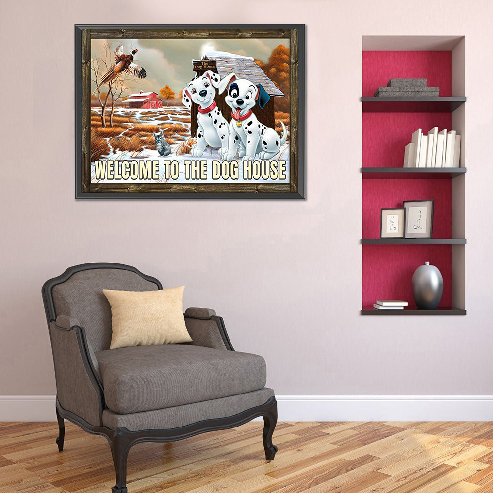 Dog English 40*30CM(Canvas) Full Round Drill Diamond Painting