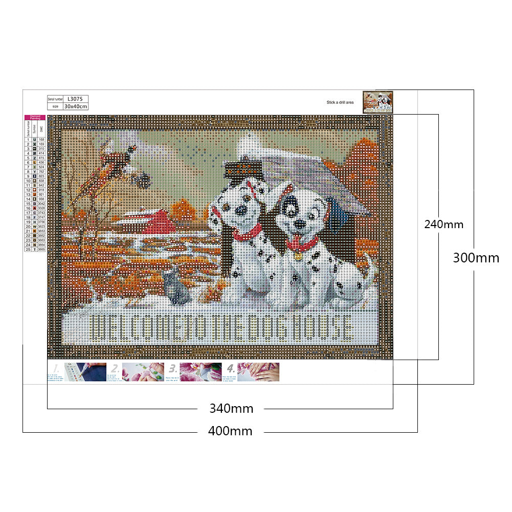 Dog English 40*30CM(Canvas) Full Round Drill Diamond Painting